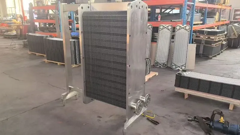APV N35 plate heat exchanger plates in factory production environment