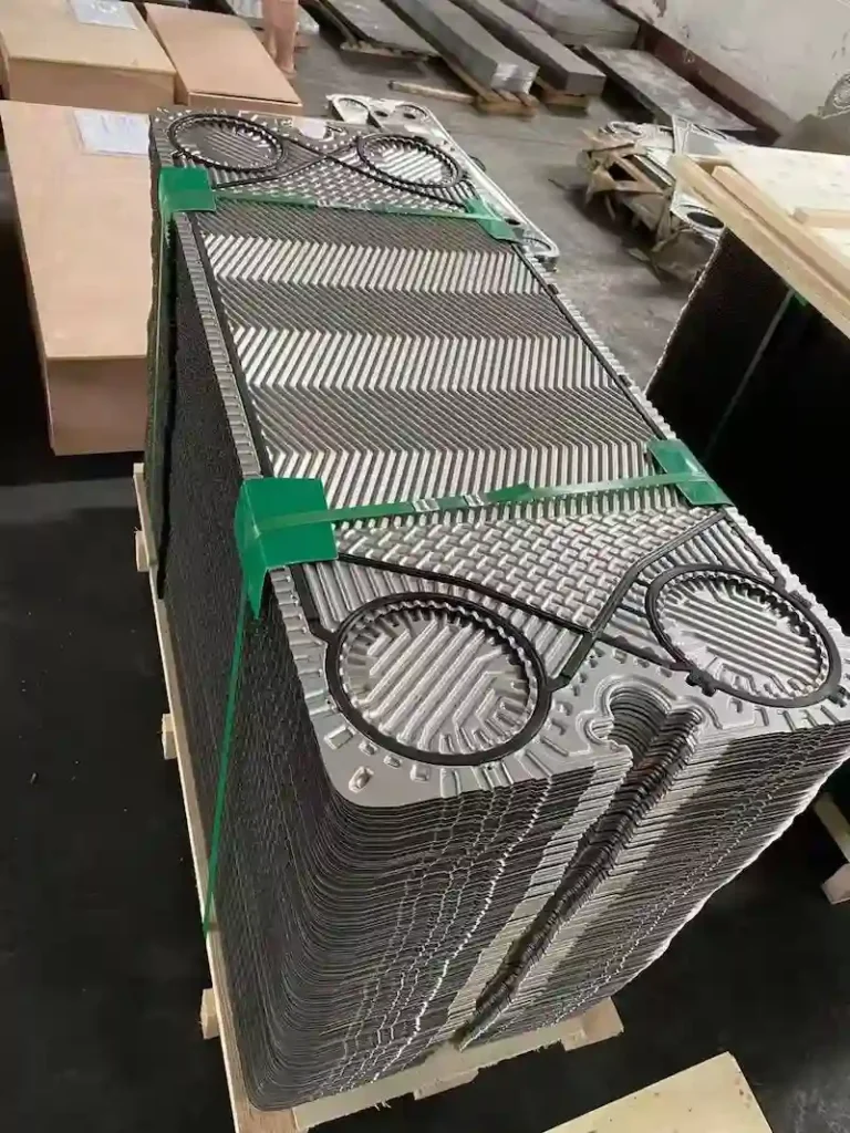 T20 plate heat exchanger plate real product in factory industrial PHE plate production scene