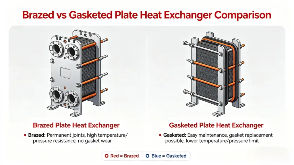 Brazed vs gasketed plate heat exchanger comparison chart
