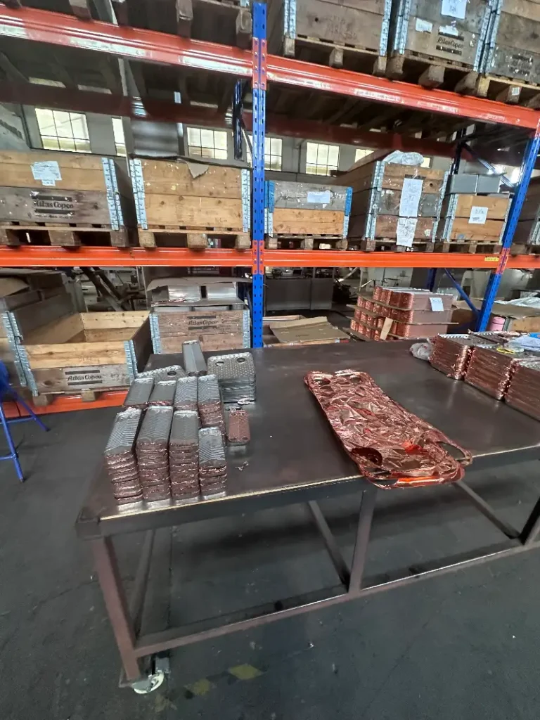 Inspection of compatible Alfa Laval AC540 brazed plate heat exchanger before shipment